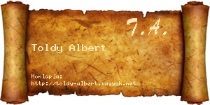 Toldy Albert névjegykártya